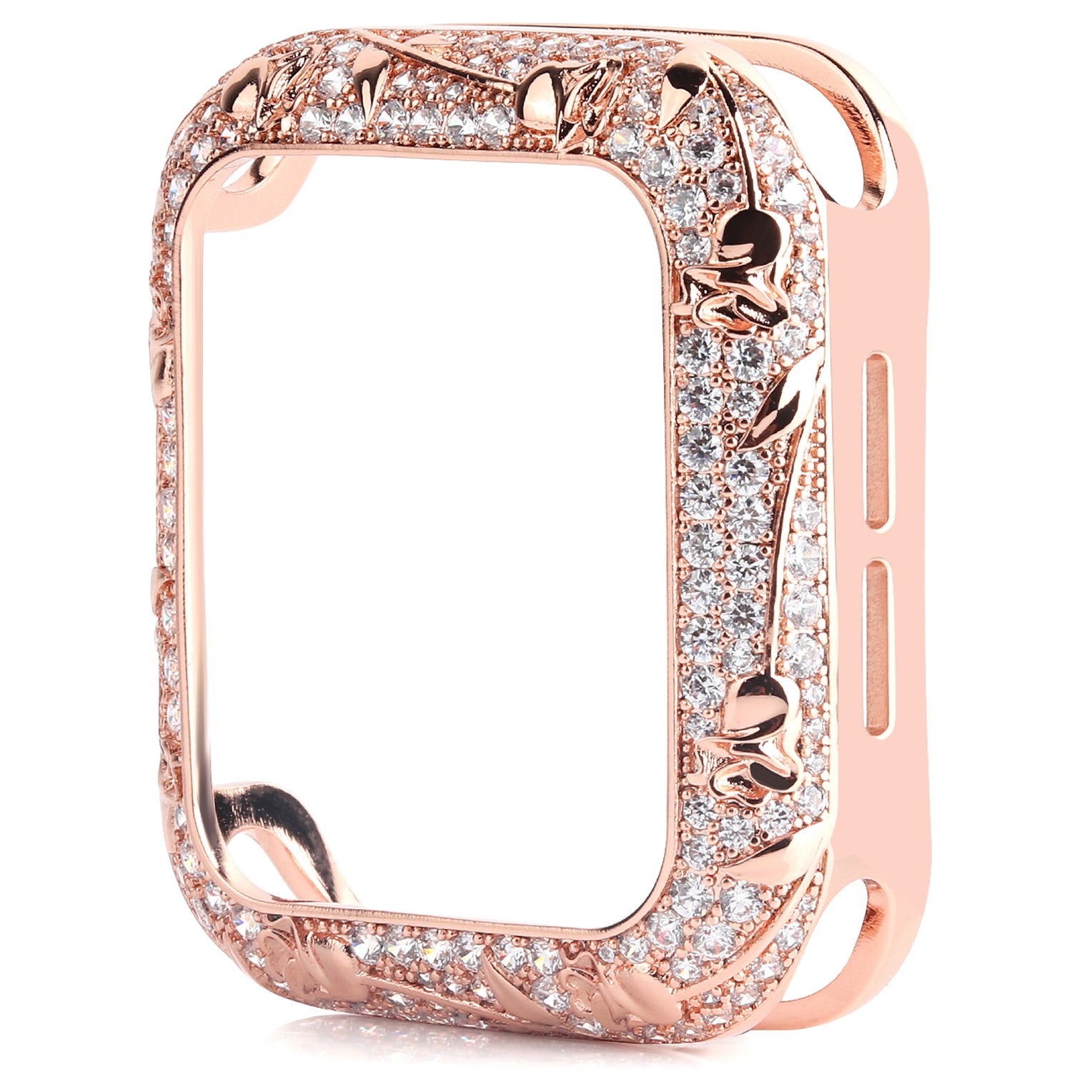 Tulip Zircon Decor Copper Watch Case Protective Cover for Apple Watch SE / SE (2022) 40mm / Series 6 / 5 / 4 40mm - Rose Gold Tulip Zircon Decor Copper Watch Case Protective Cover for Apple Watch SE / SE (2022) 40mm / Series 6 / 5 / 4 40mm - Rose Gold